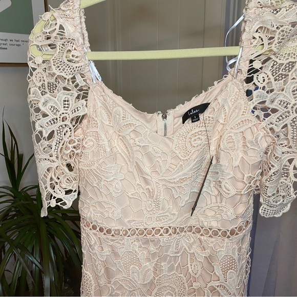 Blush Pink Lace Ruffled Wedding Guest Dress - Picture 7 of 11